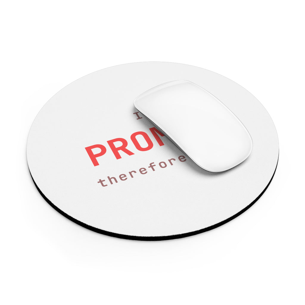 I prompt therefore I am Mouse Pad (Round) — Hot