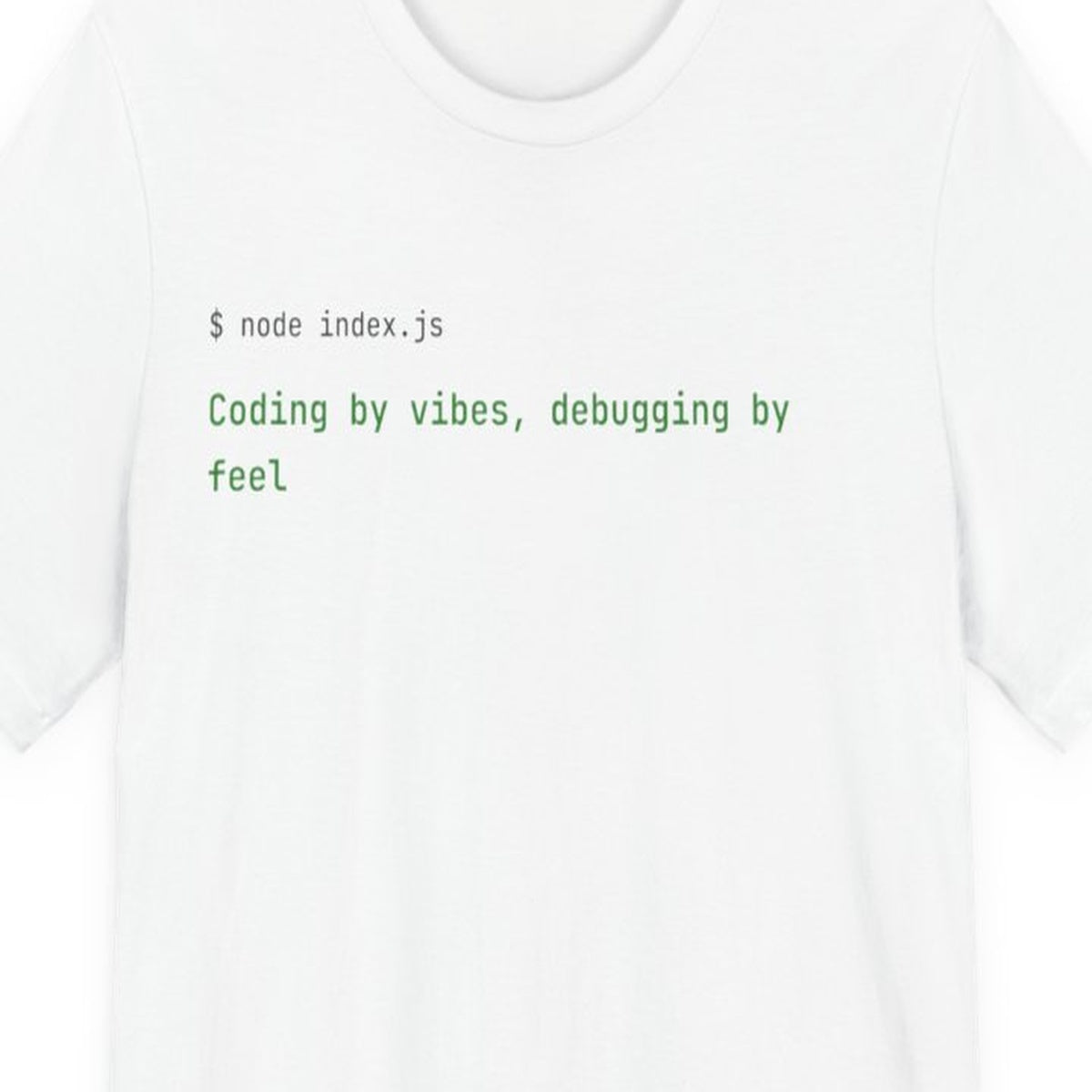 Black t-shirt with "Coding by Vibes" text in amber terminal font on dark background