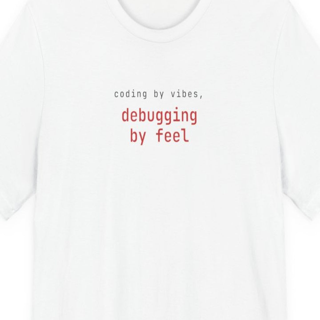 Black t-shirt with "Coding by Vibes" text in monospace font, perfect for vibe-driven developers