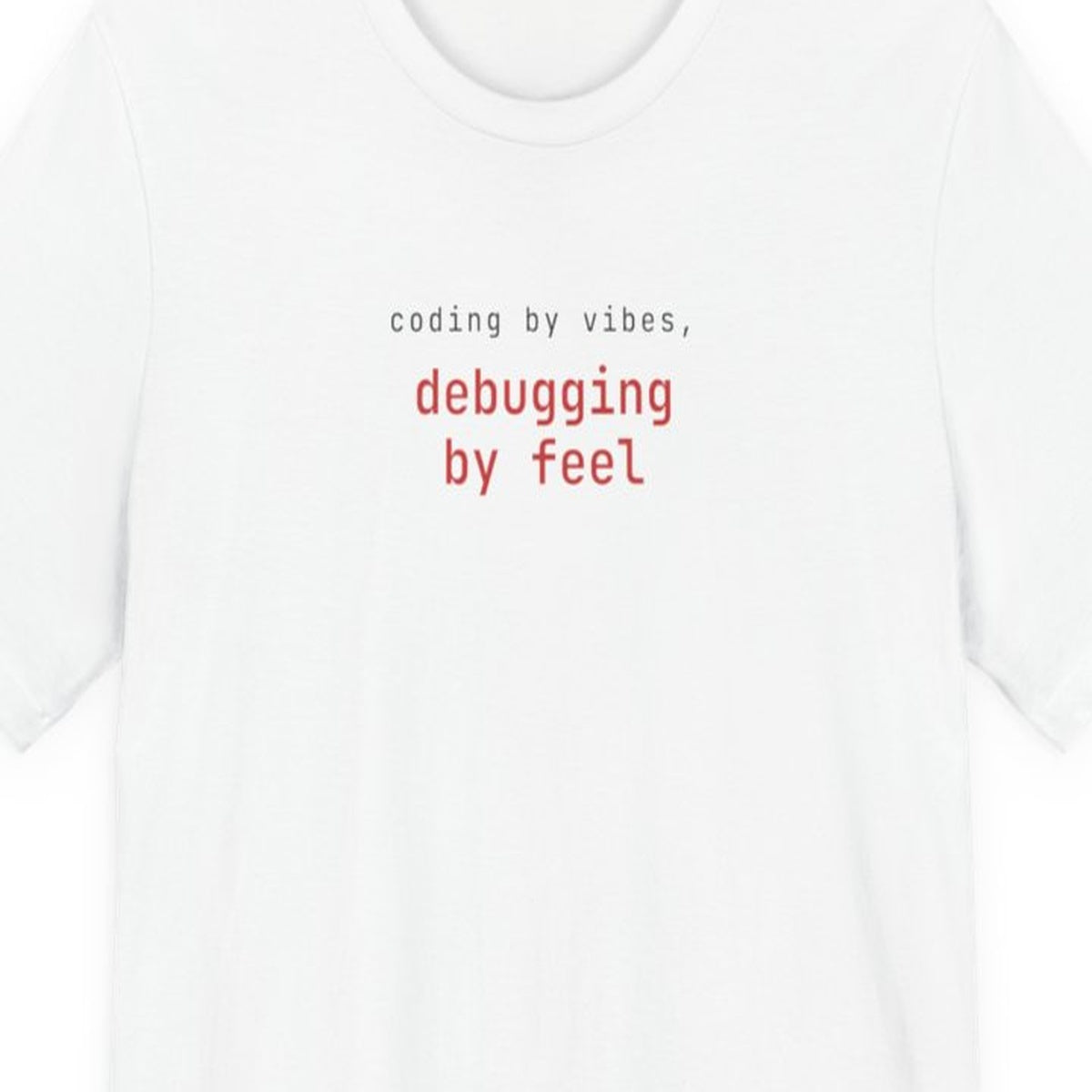 Black t-shirt with "Coding by Vibes" text in monospace font, perfect for vibe-driven developers